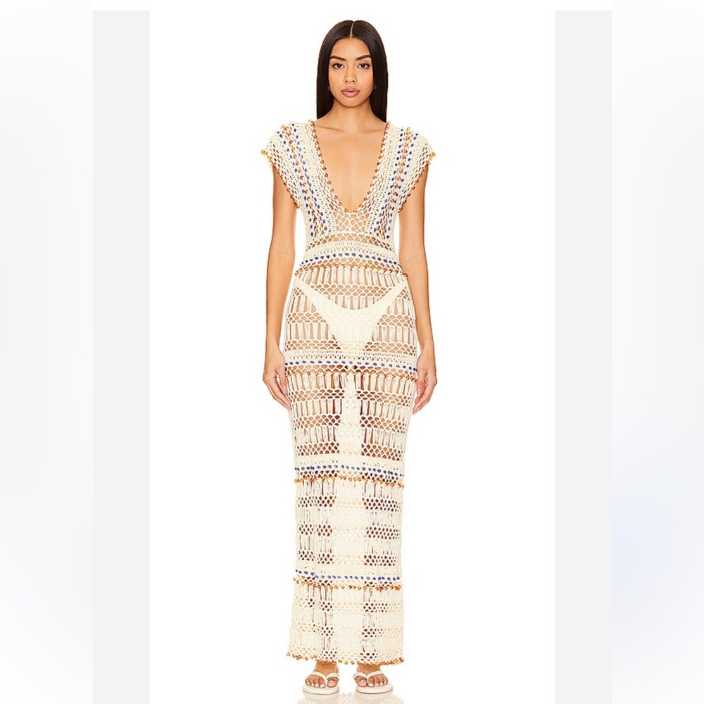 Skylar Beaded Dress in Off White
TULAROSA